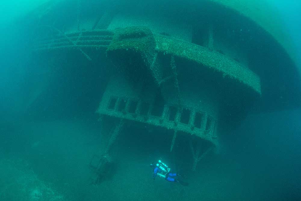 A diver explores the wreck of the Cedarville. Credit: Jitka Hanakova.